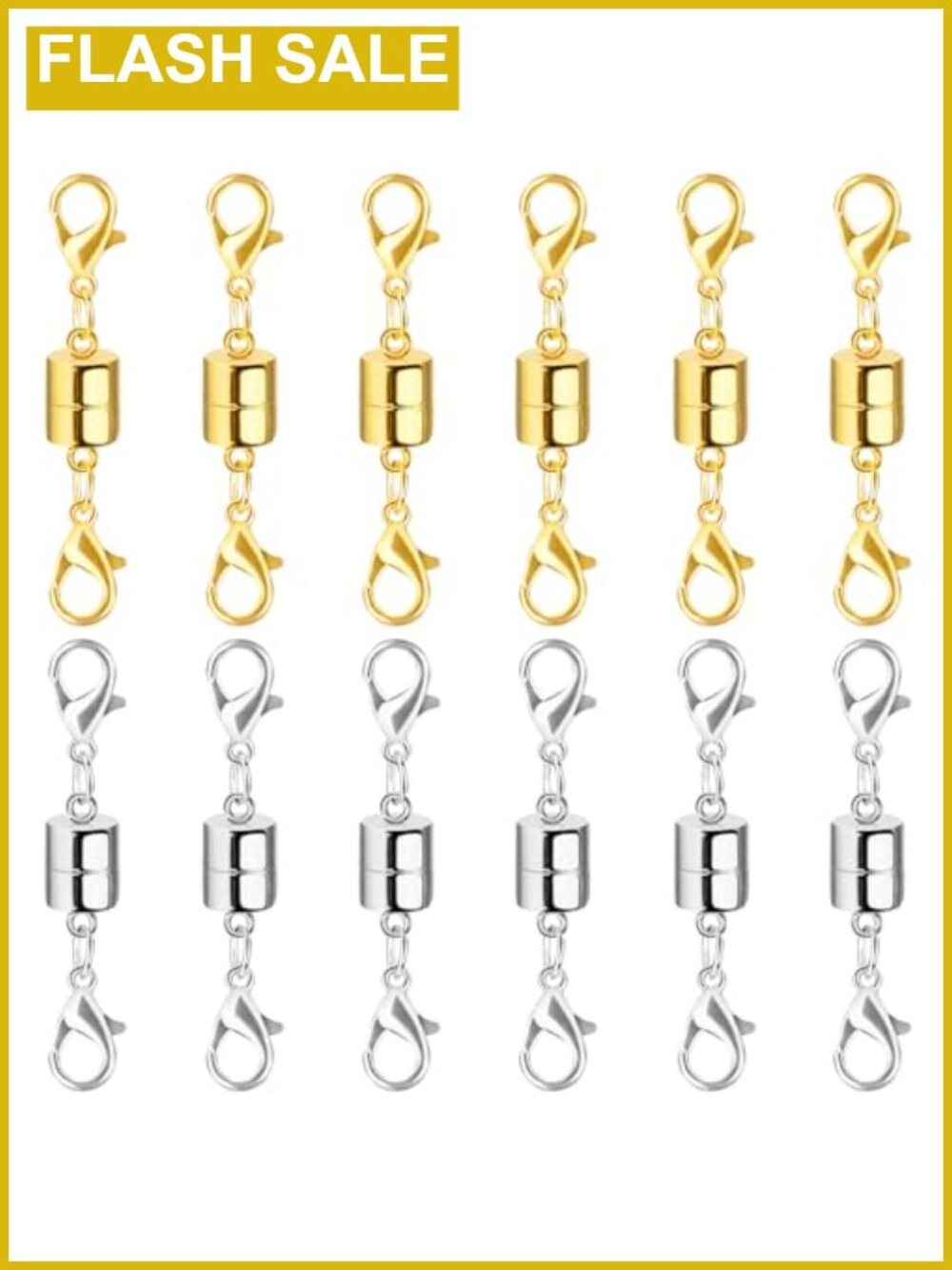 Magnetic Necklace Clasp Double Lobster Clasp Brass Extender Set 12 Pieces